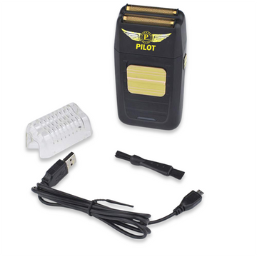 Pilot P-24 Electric Shaver – Waterproof Cordless & Corded Razor for Men, 2-Blade System, 14,000 RPM Maglev Motor, Pop-Up Trimmer, 60+ Min Runtime, Fast Charging, Gold